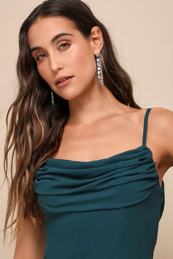 Captivated Emerald Green Cowl Neck Maxi Dress sold by Lulus product image thumbnail 4