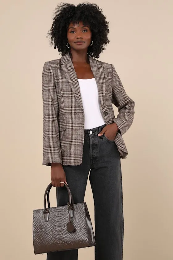 Daily Affirmation Brown Vegan Leather Croc-Embossed Handbag sold by Lulus product image thumbnail 2