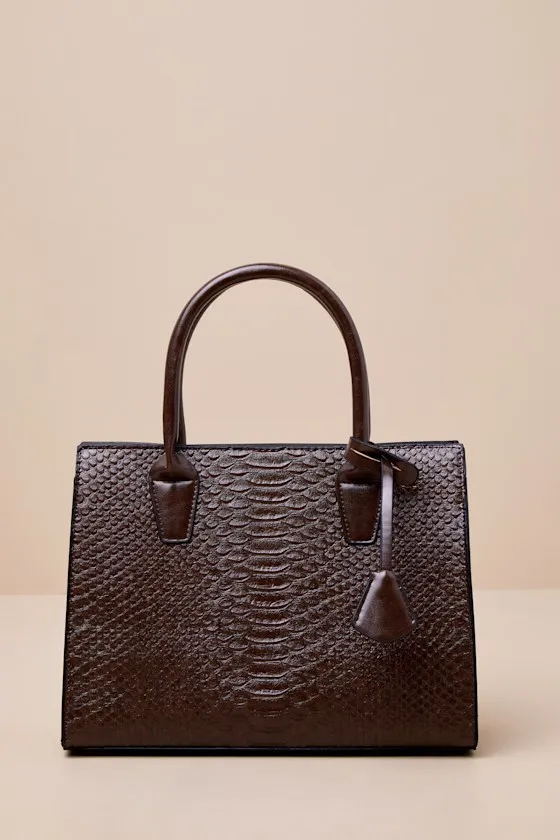 Daily Affirmation Brown Vegan Leather Croc-Embossed Handbag sold by Lulus product image thumbnail 4