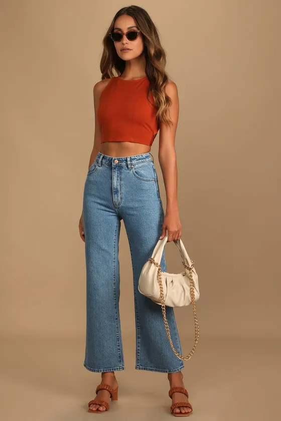 Let's Tie It Rust Orange Tie-Back Cropped Tank Top sold by Lulus product image thumbnail 3