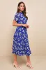 Floral Dressed Up Royal Blue Floral Print Midi Dress sold by Lulus