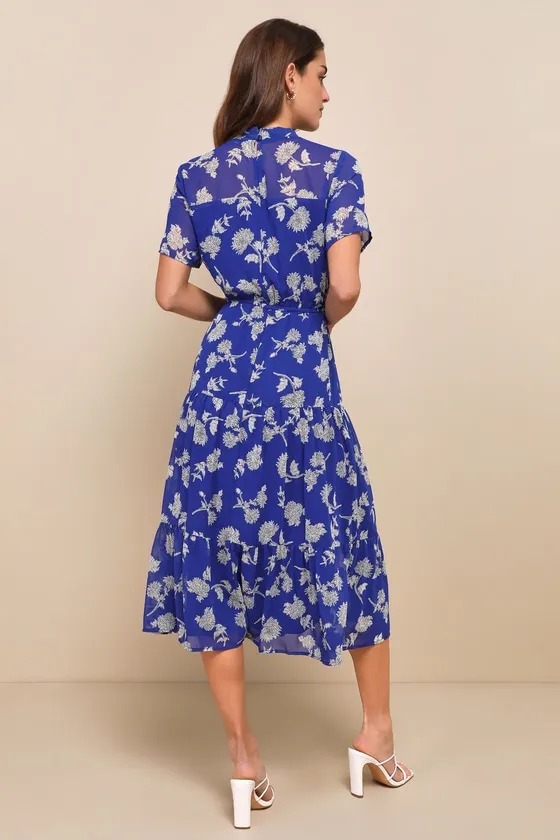Floral Dressed Up Royal Blue Floral Print Midi Dress sold by Lulus product image thumbnail 3