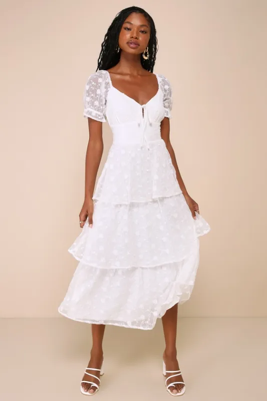 Precious Sweetie White Embroidered Midi Dress sold by Lulus