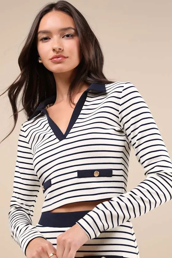 Uptown Aura Ivory Striped Long Sleeve Top sold by Lulus product image thumbnail 4
