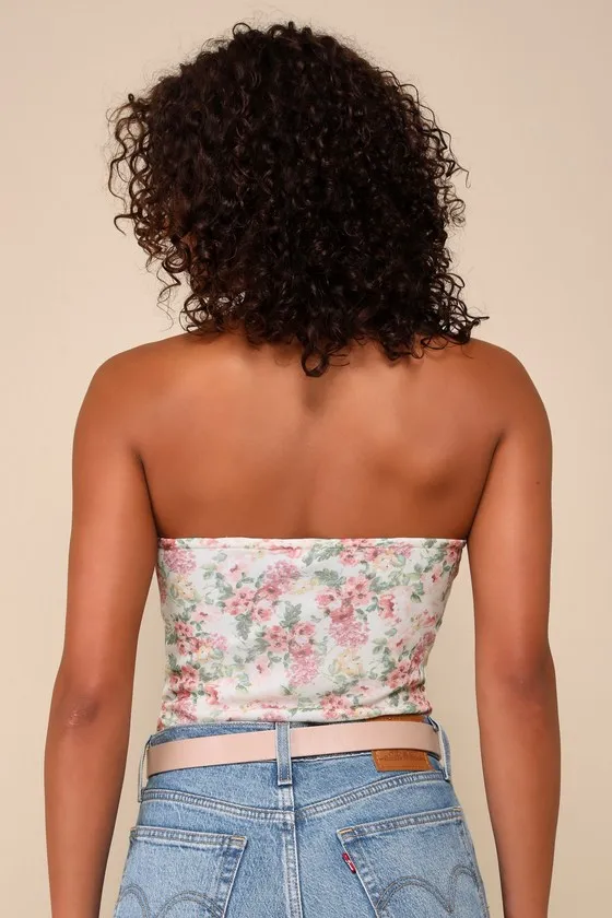 Flirtatious Flowers Cream Floral Lace Strapless Bustier Bodysuit sold by Lulus product image thumbnail 2