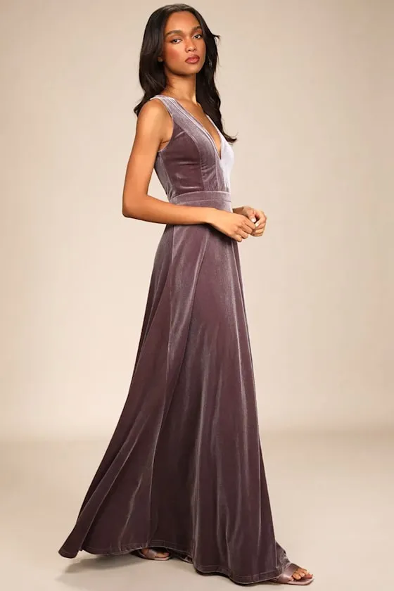 Beautiful Night Dusty Purple Velvet Sleeveless Maxi Dress sold by Lulus product image thumbnail 3