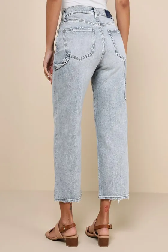 Sundaze Light Wash High-Rise Cropped Utility Jeans sold by Lulus product image thumbnail 3