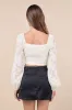 Flirtatious Outlook Ivory Burnout Ribbon Long Sleeve Bustier Top sold by Lulus