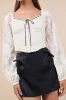 Flirtatious Outlook Ivory Burnout Ribbon Long Sleeve Bustier Top sold by Lulus