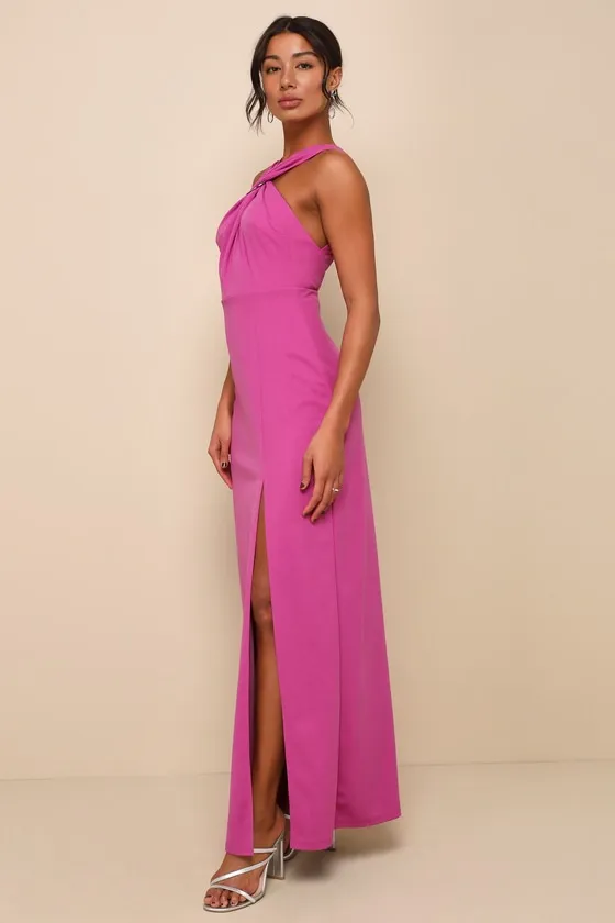 Glorious Perfection Magenta Purple Cross-Front Column Maxi Dress sold by Lulus product image thumbnail 4