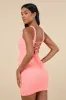 Sensational Silhouette Neon Coral Mesh Ruched Lace-Up Mini Dress sold by Lulus