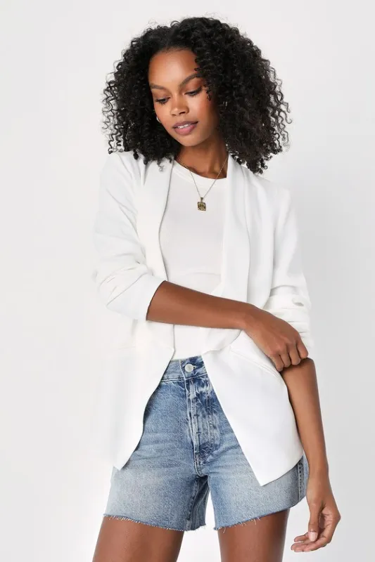 Miss Punctuality White Lightweight Blazer sold by Lulus