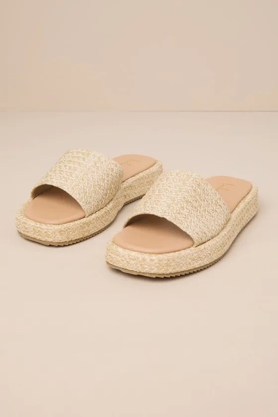 Lolani Natural Raffia Platform Slide Sandals sold by Lulus product image thumbnail 2