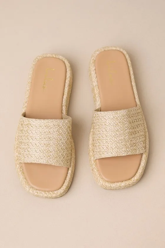 Lolani Natural Raffia Platform Slide Sandals sold by Lulus product image thumbnail 3