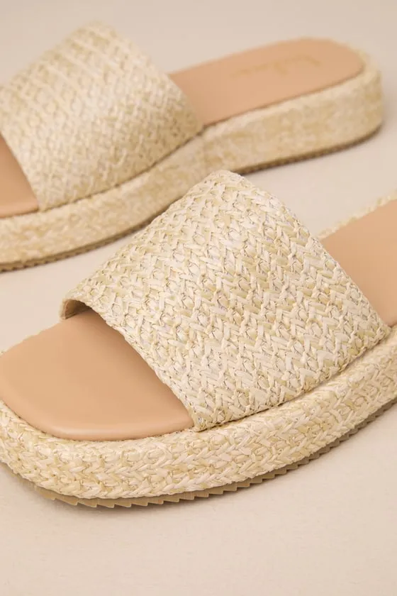 Lolani Natural Raffia Platform Slide Sandals sold by Lulus product image thumbnail 4