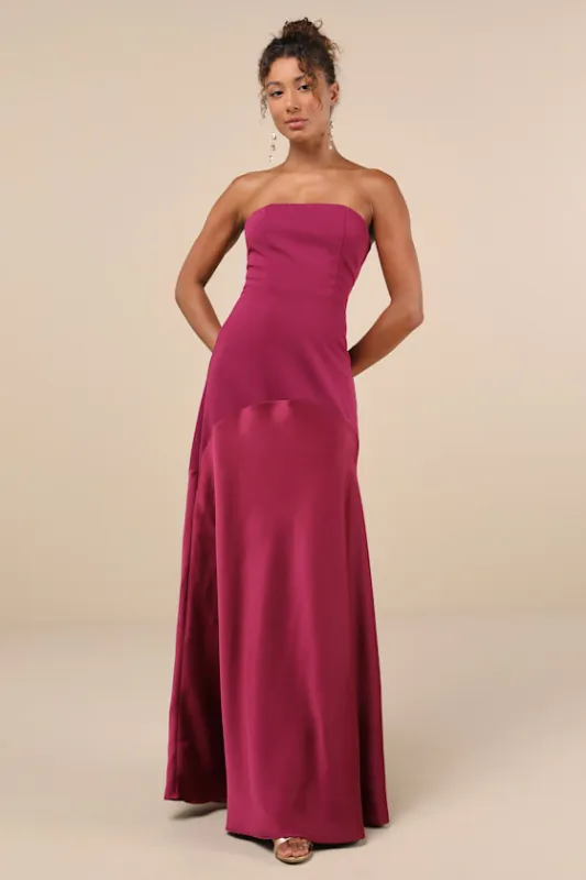 Compelling Style Plum Purple Strapless A-Line Maxi Dress sold by Lulus