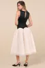 Contemporary Elegance Black and Cream Satin Tulle Midi Dress sold by Lulus