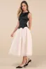 Contemporary Elegance Black and Cream Satin Tulle Midi Dress sold by Lulus