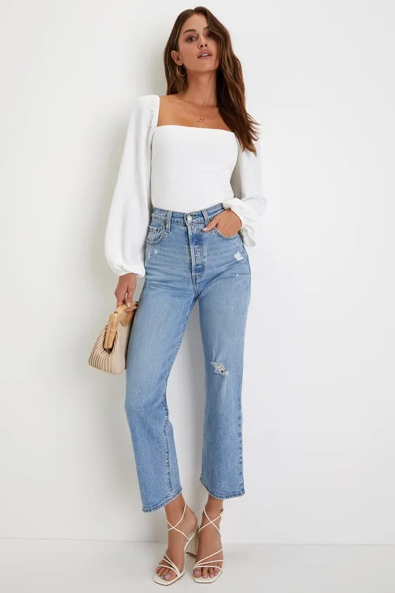 Abundance of Love White Textured Long Sleeve Tie-Back Bodysuit sold by Lulus product image thumbnail 3