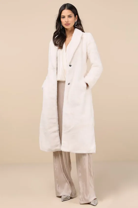 Marwala Ivory Faux Fur Longline Coat sold by Lulus product image thumbnail 2