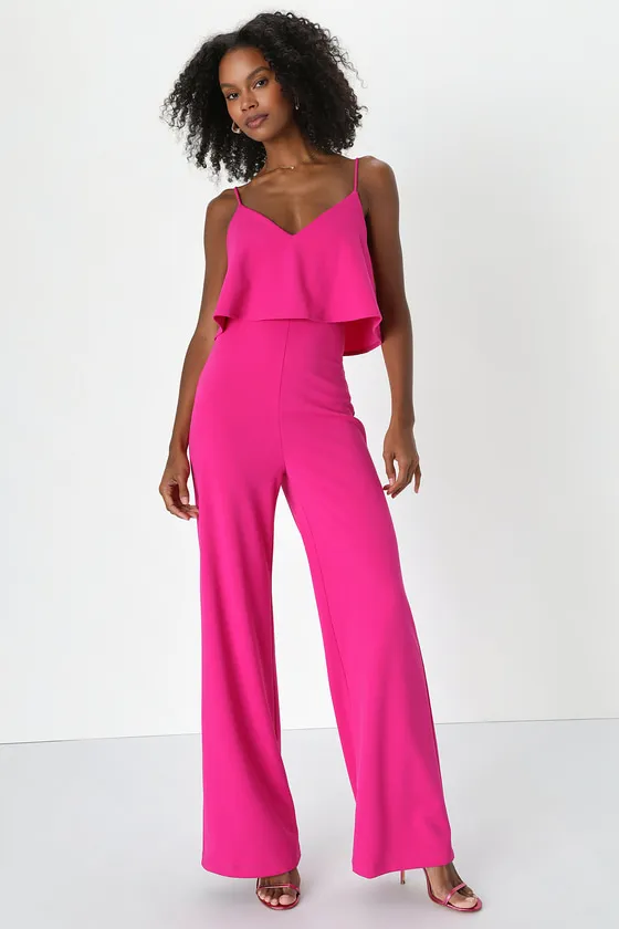 Make It a Date Magenta Sleeveless Wide-Leg Jumpsuit sold by Lulus