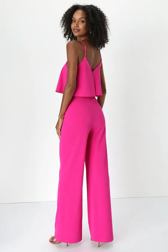 Make It a Date Magenta Sleeveless Wide-Leg Jumpsuit sold by Lulus product image thumbnail 2
