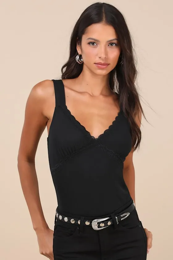 Perfectly Effortless Black Mesh Lace Sleeveless Bodysuit sold by Lulus