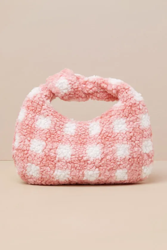 Melorna Pink Plaid Shearling Knotted Handbag sold by Lulus product image thumbnail 3