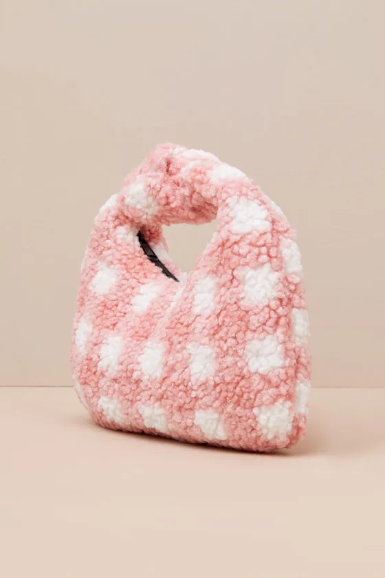 Melorna Pink Plaid Shearling Knotted Handbag sold by Lulus product image thumbnail 4