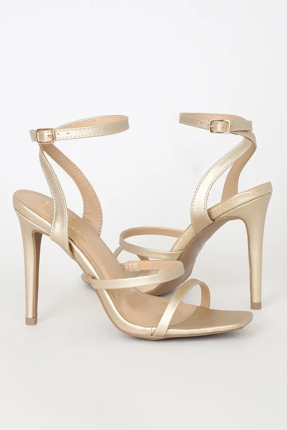 Leticiya Gold Ankle-Strap High Heel Sandals sold by Lulus product image thumbnail 2