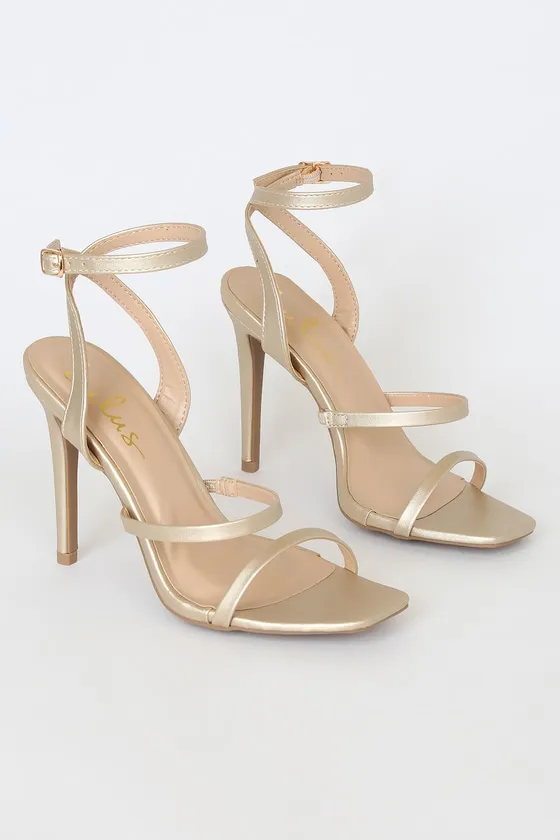 Leticiya Gold Ankle-Strap High Heel Sandals sold by Lulus product image thumbnail 3