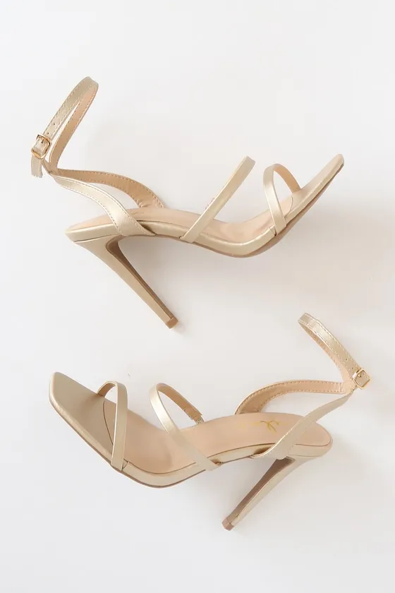 Leticiya Gold Ankle-Strap High Heel Sandals sold by Lulus product image thumbnail 4