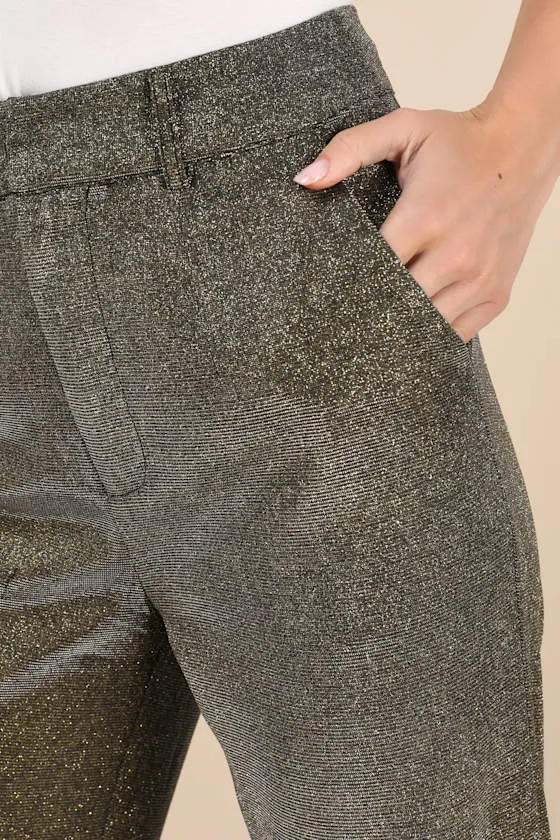 Shiniest Stance Gold Glitter High-Rise Wide-Leg Trousers sold by Lulus product image thumbnail 4