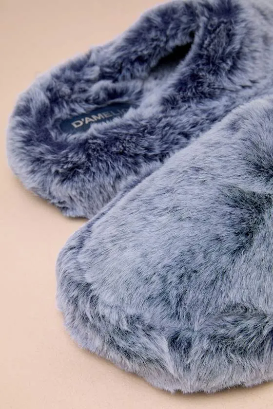Socozee Navy and White Faux Fur Flatform Slippers sold by Lulus product image thumbnail 4