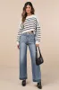 Comfortable Cuteness Grey and Black Striped Cropped Sweater sold by Lulus