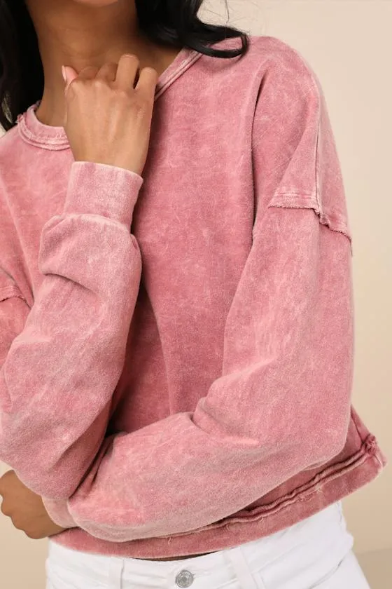 Effortlessly Coveted Washed Pink Cropped Sweater Top sold by Lulus product image thumbnail 4