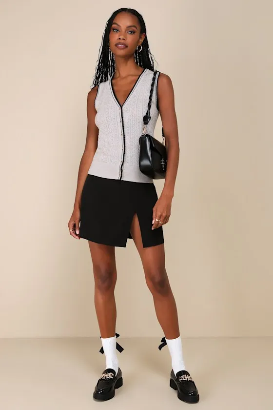 Enhanced Style Beige and Black Pointelle Sweater Vest Top sold by Lulus product image thumbnail 3