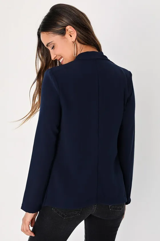 Miss Punctuality Navy Blue Lightweight Blazer sold by Lulus product image thumbnail 2