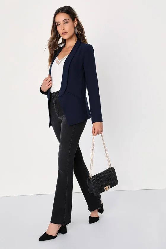 Miss Punctuality Navy Blue Lightweight Blazer sold by Lulus product image thumbnail 3