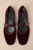 Jolin Cherry Velvet Mary Jane Flats sold by Lulus