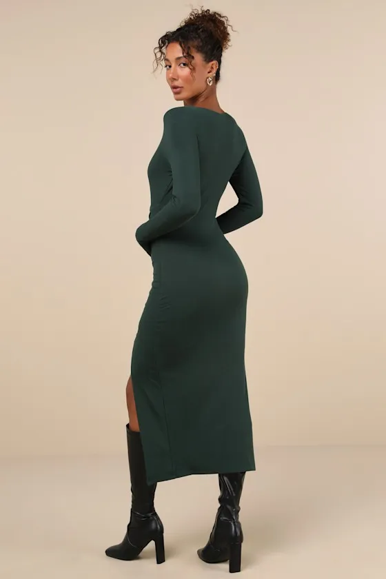 Trendsetting Desire Green Ribbed Jersey Knit Lace-Up Midi Dress sold by Lulus product image thumbnail 3