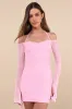 Flirty Silhouette Light Pink Mesh Long Sleeve Halter Mini Dress sold by Lulus