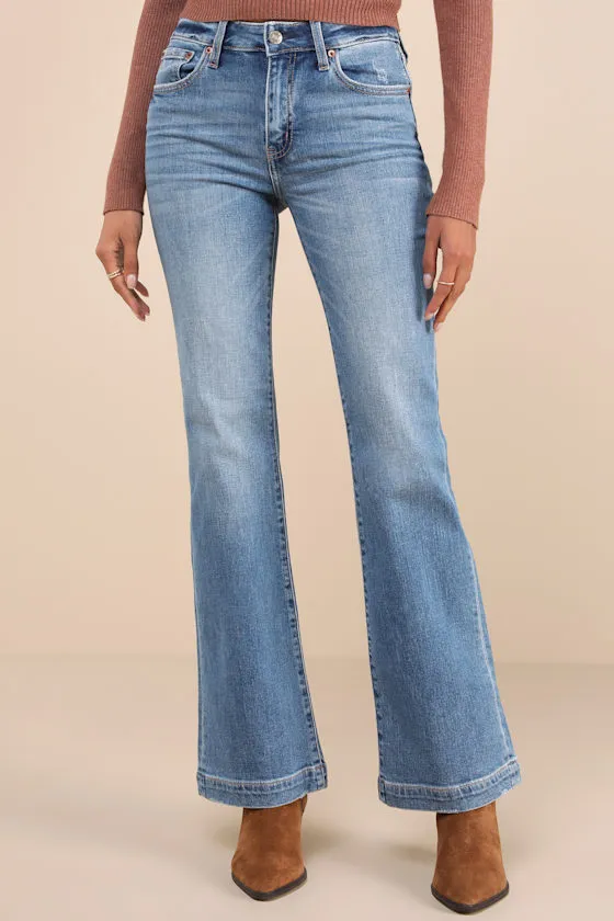 Heartbreaker Medium Wash Mid-Rise Denim Flare Jeans sold by Lulus product image thumbnail 2