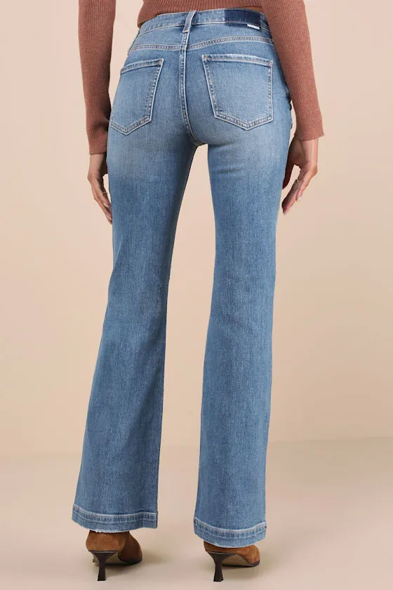Heartbreaker Medium Wash Mid-Rise Denim Flare Jeans sold by Lulus product image thumbnail 3