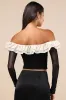 Extraordinary Flirt Black Mesh Ruffled Crop Top sold by Lulus