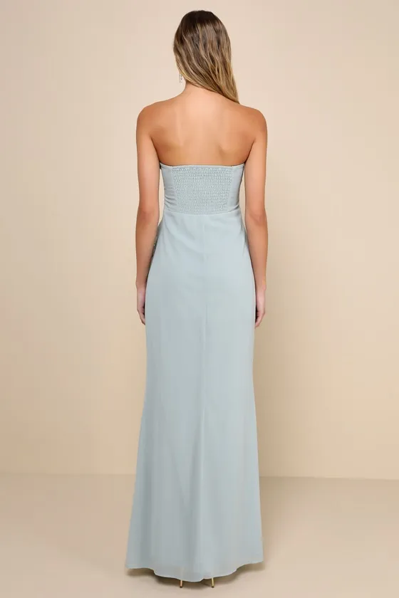 Excellent Sensation Sage Green Strapless Ruffled Maxi Dress sold by Lulus product image thumbnail 2