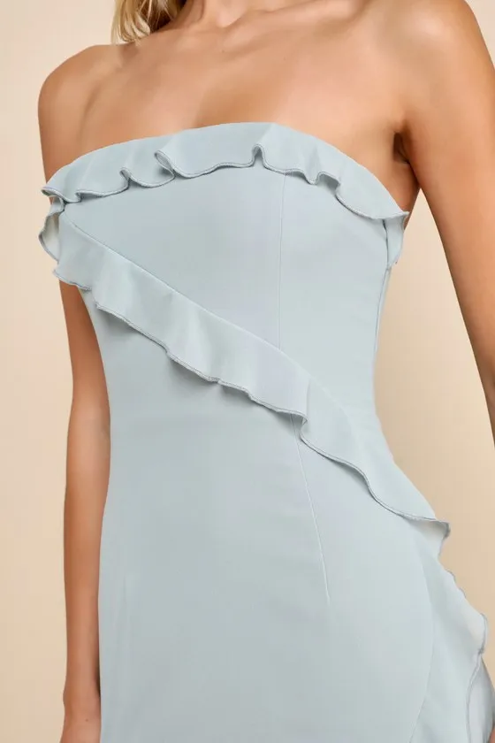 Excellent Sensation Sage Green Strapless Ruffled Maxi Dress sold by Lulus product image thumbnail 3