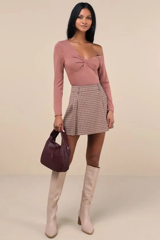 Adorable Simplicity Rusty Rose One-Shoulder Sweater Top sold by Lulus product image thumbnail 2