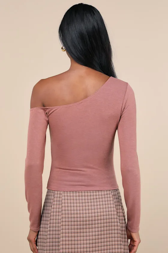 Adorable Simplicity Rusty Rose One-Shoulder Sweater Top sold by Lulus product image thumbnail 3