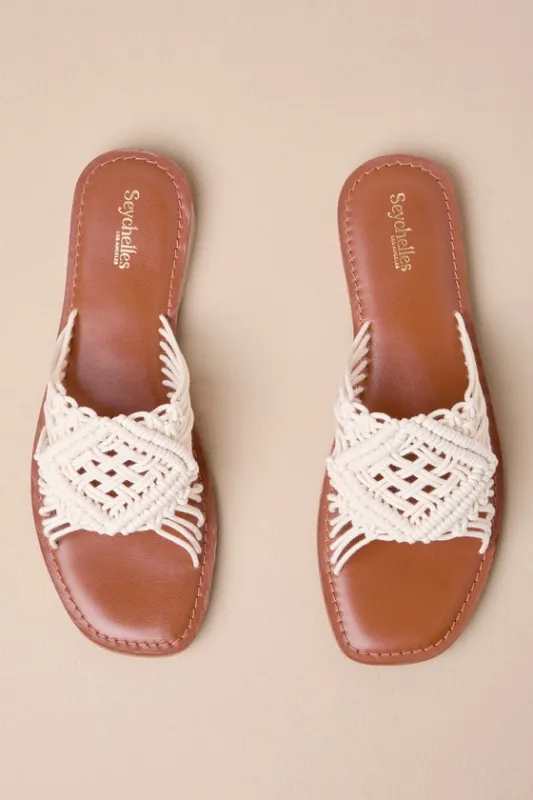 Mahogany Natural Crochet Slide Sandals sold by Lulus